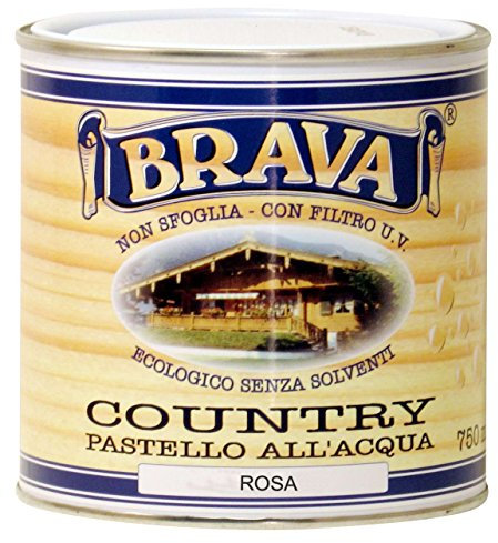 Brava cour7 Country Pastel pour bois à l'eau, rose, 750 ml
