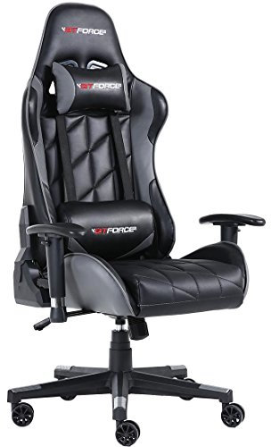 GTFORCE PRO GT RECLINING SPORTS RACING GAMING OFFICE DESK PC CAR FAUX LEATHER CHAIR (Grey)
