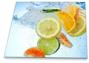 decorwelt | Herdabdeckplatte 60x52 cm Ceranfeldabdeckung 1-Teilig Universal Elektroherd Induktion für Kochplatten Herdschutz Deko Schneidebrett Sicherheitsglas Spritzschutz Glas Früchte
