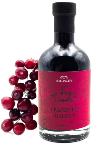 Hallingers Gourmet-Essig No. 5 - Bezaubernder Cranberry-Balsam 3% Säure (Glas) - Geschenkideen Weihnachten & Geschenke Adventskalender | Neues Zuhause Ruhestand Genesung
