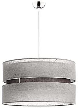Licht-Erlebnisse Pendelleuchte rund Ø40cm grauer Stoffschirm Modern stilvoll COLETTE Wohnzimmer Lampe Esstisch