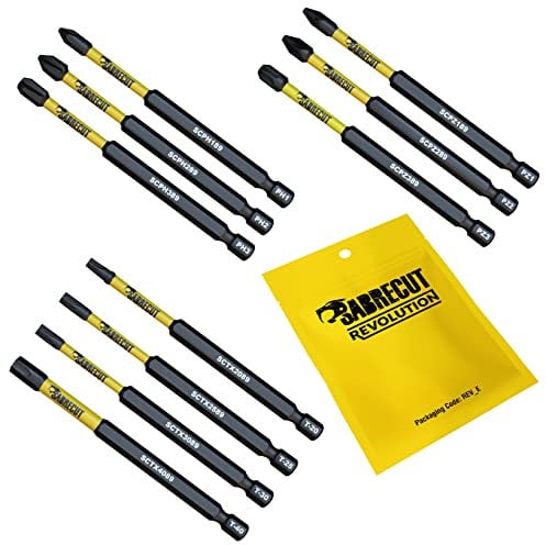10 x SabreCut SCRK89 89 mm PZ1 PZ2 PZ3 PH1 PH2 PH3 TX20 TX25 TX30 TX40 Set di punte per cacciavite a impatto magnetico Pozi Pozidriv Phillips Torx compatibile con Dewalt Milwaukee Bosch Makita ecc.