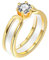 HIJONES Damen Abnehmbar Kristall Keramik Ring Eheringe aus Edelstahl Komfort Fit mit Zirkonia Gold Weiß Größe 57