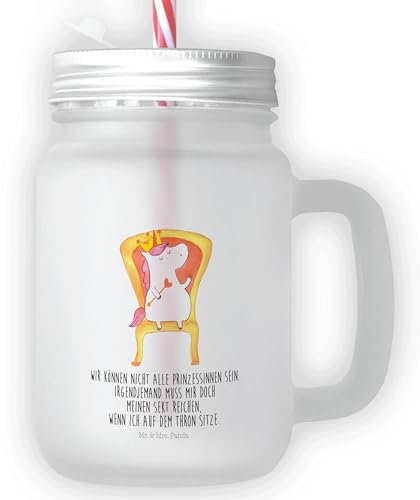 Mr. & Mrs. Panda Trinkglas Mason Jar Einhorn Prinzessin, Premium Glas, 400 ml