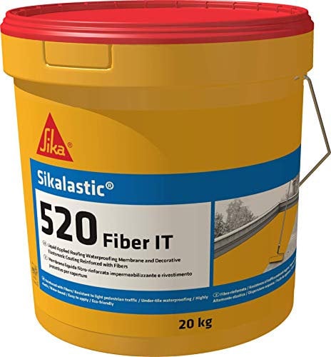 Sika - Sikalastic-520 Fiber IT, Grigio - Membrana liquida impermeabilizzante - Rivestimento decorativo elastomerico - Resistente ai raggi UV - 20kg