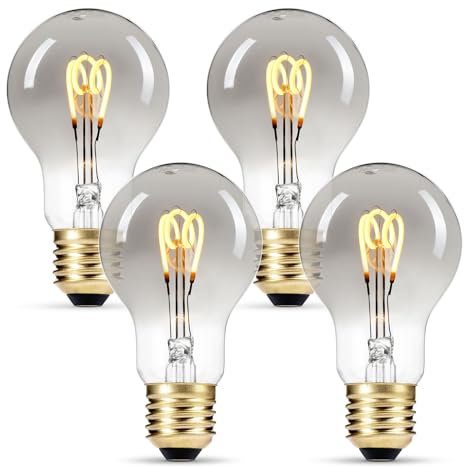 greenandco 4x Vintage Glühfaden LED Kerze | silbergrau | E27 A60 | 3W 90lm | 1800K extra warmweiß | 360° | 230V | flimmerfrei | nicht dimmbar