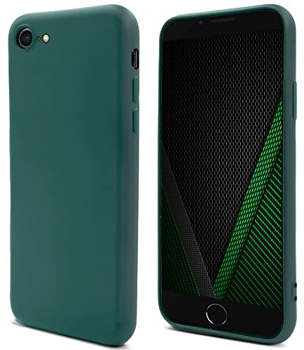 Moozy Lifestyle. Designed for iPhone SE 2020, iPhone 8 and iPhone 7 Case, Dark Green - Liquid Silicone Lightweight Cover with Matte Finish and Soft Microfiber Lining, Premium Silicone Case
