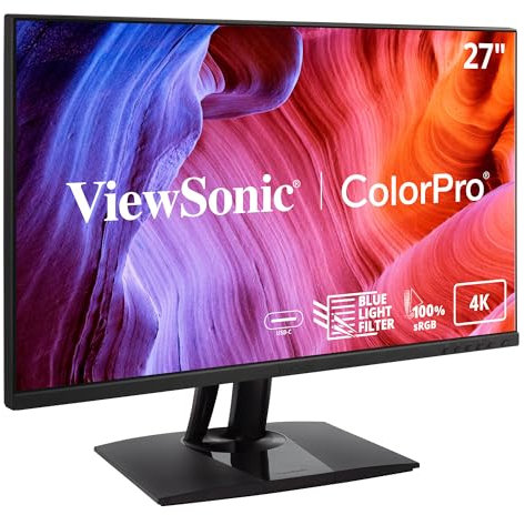 VIEWSONIC 27 16:9 UHD 3840 x2160 3 Sides Frameless SuperClear, W126153807 (Sides Frameless SuperClear IPS Monitor with 100% sRGB Pantone validate, 2 HDMI, DisplayPort, USB-C,)