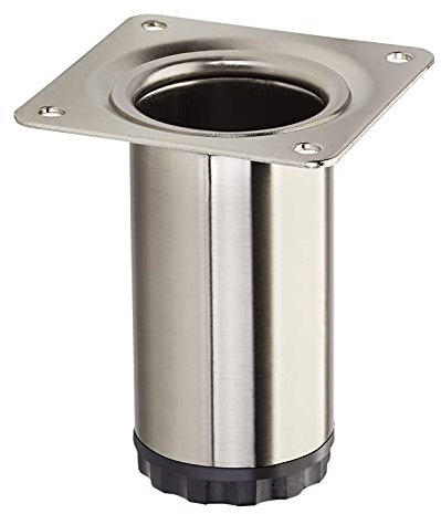 Möbelfuß BRAVO Höhe 80 mm + 10 mm Ø 40 mm Edelstahloptik höhenverstellbar | Schrankbein aus Stahl Stützfuß belastbar bis 50 kg von SOTECH