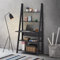 Timber Art Design Riva 5 Tier Ladder Bookcase Organizer Rectangular Shelves & Overhanging Desk Shelf Store Living Room Decor Storage Furniture (84.2 x 175.4 x 50 cm, Black)