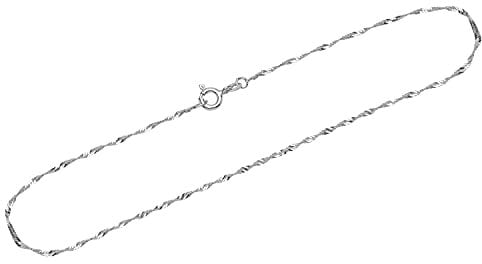 NKlaus Chaîne de cheville en argent 925 Sterling 26cm Chaîne de pois ovale Femme design 12518