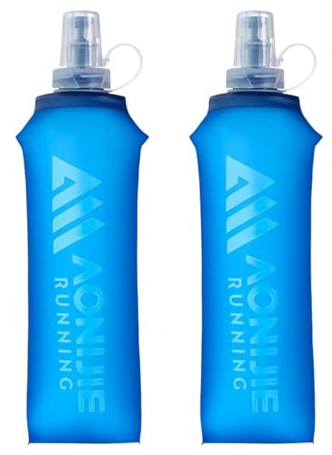 Flacon souple pliable bouteilles d'eau de course flacon pliable pour sac d'hydratation cyclisme Marathon course randonnée (500 ml / 16,9 oz - 2 pièces)