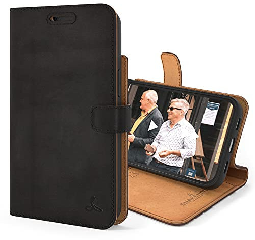 Snakehive Leather Wallet for iPhone 13 | Genuine Leather Wallet Phone Case with Card Holder | Flip Folio Case/Cover with Stand | Compatible with iPhone 13 | (Black)