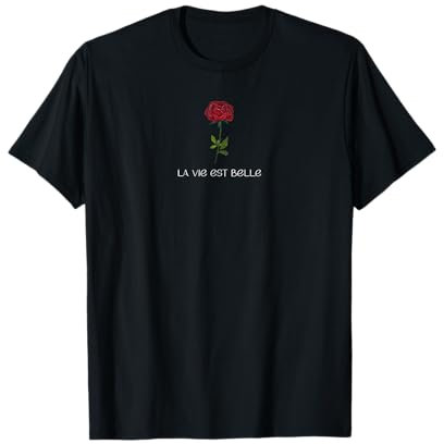 La Vie Est Belle Rote Rose Retro Blume Weich Grunge Ästhetisch T-Shirt