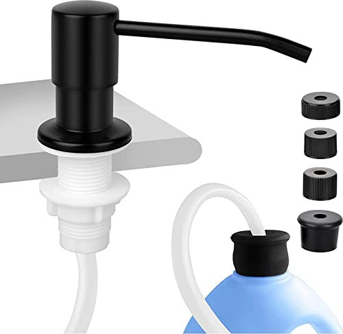 Sink Soap Dispenser, Built In Kitchen Soap Dispenser, 304 Stainless Steel Countertop Hand Soap Dispenser Pump with 120cm Extension Tube and Bottle Stoppers for Kitchen Sink Dish Bathroom
