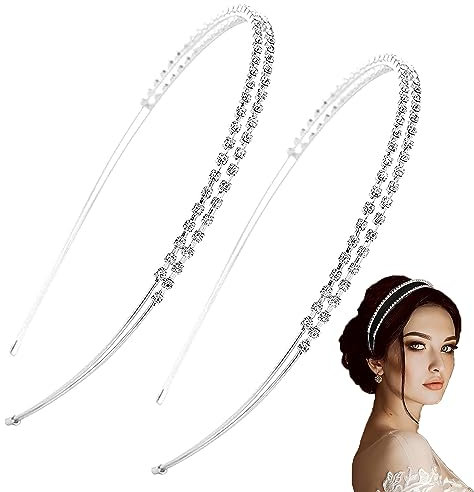Strass Haarreif Haarschmuck Silberne Braut Stirnbänder Kristall Haarreifen 2 StüCk Glitzer Strass Stirnbänder Haarkrone Tiara Haarbänder