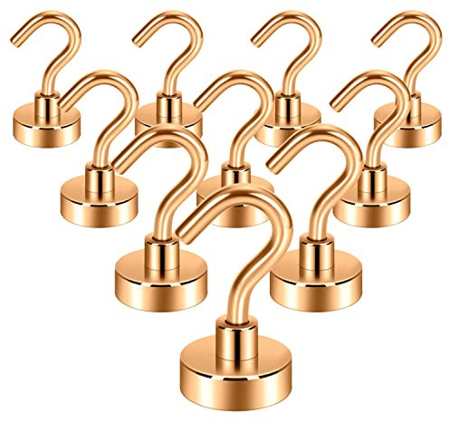 Neosmuk Magnethaken,10kg robuste Erdmagnete mit Haken, extra starker Kreuzfahrt-Haken zum Aufhängen, magnetischer Aufhänger für Kabinen, Grill (Bronze, 10 Stück)