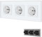 BSEED Enchufe de pared con Panel de cristal,Blanco Triple Schuko Enchufe con clips,16A 250V Tomas de corriente empotradas,Enchufe de pared aplicar para Cocina, Dormitorio,Oficina, Hotel, etc