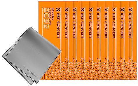 K&F Concept 10 Stück Mikrofaser Reinigungstuch (15 * 15cm) Einzel Vakuumverpackung, Reinigungstücher Set für Kamera, Objektiv, Filter, Brille, Display, Smartphones, Tablet