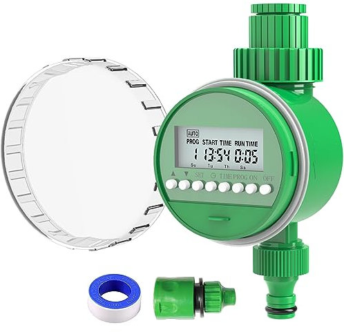 ROFMAPLE Water Timer Automatic Watering System Programmable Garden Irrigation System Garden Sprinkler Timer Tap Timer, LCD Display, Auto&Manual Mode for Garden, Greenhouse, Lawn