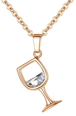 Damenketten-Damen Weinglas Anhänger Zirkonia Lange Kette Halskette Schmuck Geschenk Schmuck Geschenke