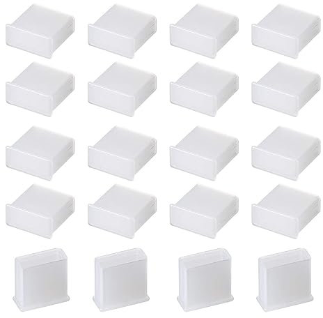 TA-VIGOR 20Pcs USB Male Cap Port Cover Anti Dust, 13mmx5mm USB Plug Stopper Port Silicone Protector Lids White