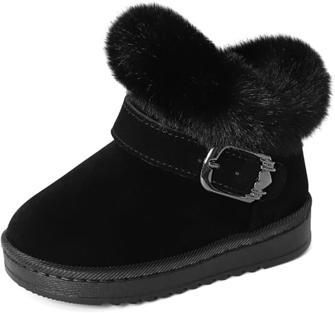 MK MATT KEELY Stivali Neve Bambina Scarpe Stivaletti Invernali Ragazze con Suola Antiscivolo in Gomma e Fodera Calda,Nero,EU 26/27(CN26)
