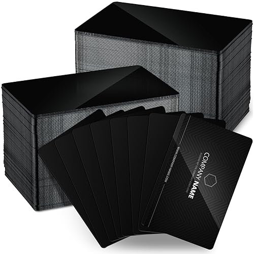 Tandefio Visitenkarten aus Metall, 0,2 mm dick, blanko, 8,6 x 5,3 cm, schwarz, Aluminium-Gravur, Rohlinge, Karten, Aluminium-Visitenkarten, Rohlinge für Büro, Kunden, Weihnachtsgeschenk, 1000 Stück
