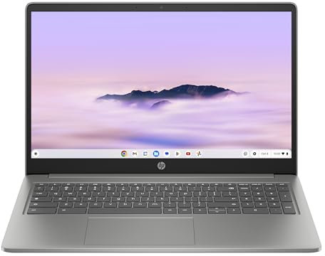 HP Chromebook Plus 15a-nb0000sf avec Google AI - Ordinateur portable 15.6 FHD (Intel Core i3-N305, RAM 8 Go, 256 Go UFS, AZERTY, ChromeOS) Gris
