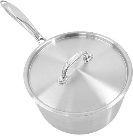 Stainless Steel Saucepan & Lid Chef Pan Cooking Pan Tri-Ply Compatible with All Heat Sources Inc Induction British Made (18cm Saucepan & Lid)