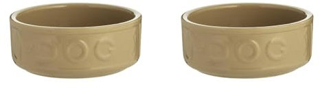 Mason Cash Cane Lettered Stoneware Dog Bowl, 17 cm (Pack of 2)