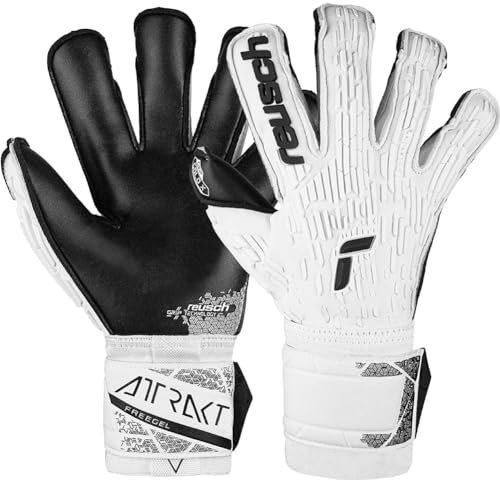 Reusch Attrakt Freegel Gold X Evolution - Guanti da custode adulto unisex, 1101, colore: bianco/nero, 7.5