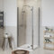 NRG 700 x 800mm Hinged Shower Enclosure Chrome Framed Bathroom Cubicle Screen Door with Side Panel