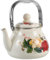 Kichvoe Tetera Esmaltada Para Estufa Tetera Esmaltada De Porcelana Tetera De Flores Vintage De 1 Litro Con Mango Fresco Y Colador Tetera Floral Retro Para Agua Caliente Café Té Suelto B