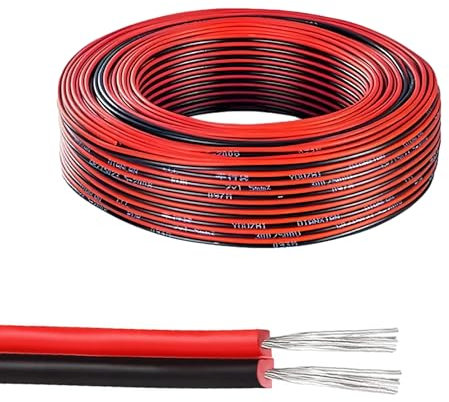 Cavo di Prolunga da 20 Metri 2x0,33mm² 22AWG 2 Conduttori Cavo Elettrico Rosso e Nero in Rame Stagnato a Trefoli, filo di rame a 2 poli, per strisce LED e cablaggio elettronico