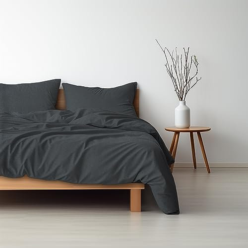 Hausfelder Bettwäsche Set 135x200 cm & Kissenbezug 80x80 cm 4teilig- Bettbezüge aus atmungsaktiver Mikrofaser, Superweich, Oeko-Tex Zertifiziert (Anthrazit, 2 x Decke 135x200 cm & 2 x Kissen 80x80 cm)