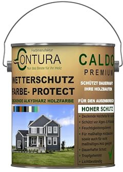 Contura Wetterschutzfarbe 2,5 Liter Holz Dauerschutzfarbe Deckend Buntlack Holzfarbe Holzlasur Seidenmatt (Farblos)