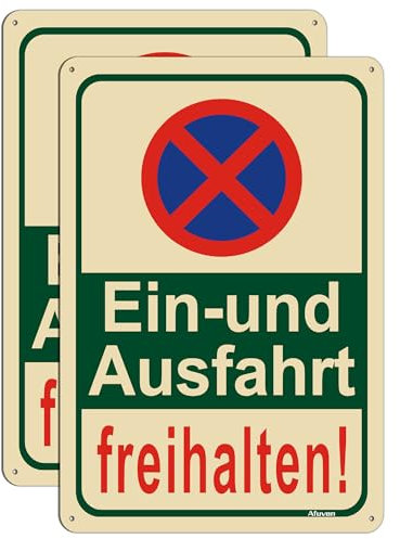 Ein-und Ausfahrt Freihalten Schilder 30 x 20 cm Einfahrt Ausfahrt Freihalten Schilder, Ausfahrt Freihalten Schild, Parken Verboten Schilder Metall Aluminium Eingang Freihalten Schilder, 2 Stück