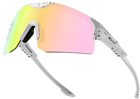 SCVCN Polarizzati Occhiali da Ciclismo Uomo Donna Occhiali MTB Occhiali da Sole Sportivi Occhiali Bici da Corsa Occhiali da Sole Ciclismo Occhiali da Sole Bici Occhiali Running Baseball Rosa Verde