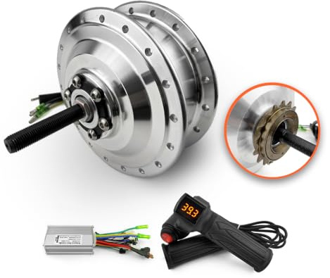 L-faster Single Speed 24V36V 250W Elektrofahrrad Nabenmotor Umbausatz Gasgriff für E-Bike Hinterradantrieb (24V 250W Silver)