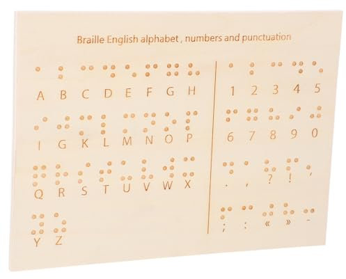 BCOATH Braille Buchstabentafel aus Holz für Lehrhilfe für Braille Bildung Tragbares Lernwerkzeug für Sehbehinderte Menschen für Unterricht und Selbststudium