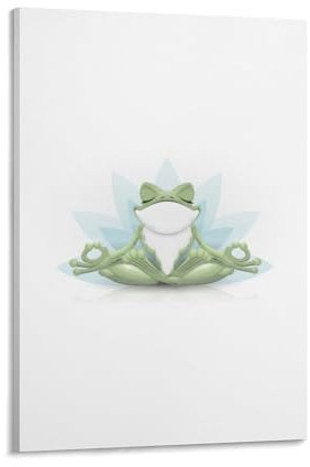 Cmagnifico Gerahmte Leinwand-Wandkunst, lustiger Yoga-Frosch, einzelnes hängendes Bild für Wohnzimmer, Schlafzimmer