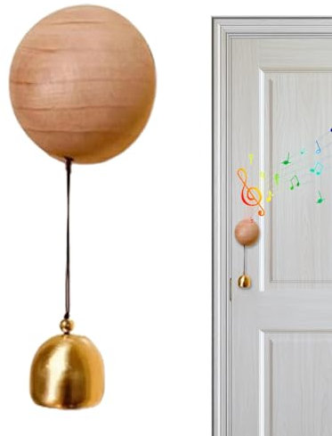 Campanilla de viento de madera - Timbre para la entrada | Campanilla de viento de apertura de puerta de madera, campana de apertura de puerta, timbre decorativo para nevera, timbre de puerta