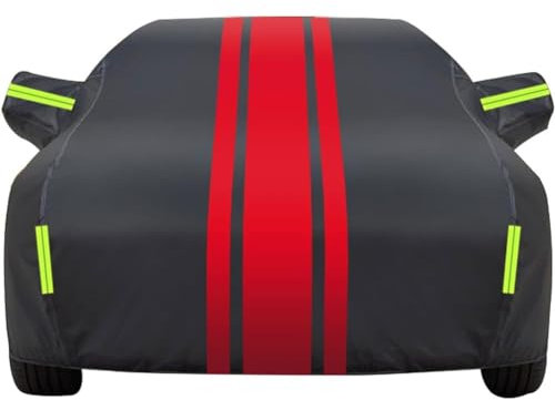 Autoabdeckung Vollgarage für X1 X3 X7 X5 X6 1 3 5 6 Series Z4 7 M Series, Atmungsaktive PKW-Abdeckung für Sonne Staub Schutz, Auto Ganzgarage Abdeckplane,C/Black/Red