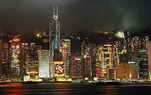 IGHSNZUH 1000 Piece Jigsaw Puzzle Hong Kong Cityscape Puzzles for Adults 1000 Piece Jigsaw Puzzles for Child Adults Home Decor