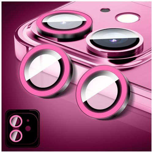 LucBuy Pellicola Protettiva Luminosa per Obiettivo Della Fotocamera per iPhone 12/iPhone 12 Mini, Copertina per Fotocamera in Vetro Temperato Bling, Anelli in Lega Autoallineanti