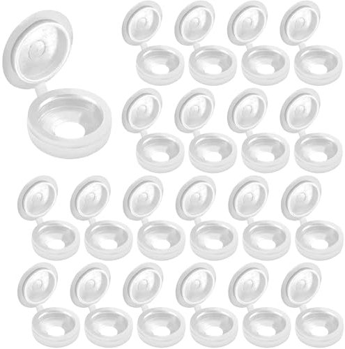 LICQIC 50 PCS Screw Cover Caps, Plastic Hinged Screw Cover Caps, Small Screw Caps for M4 - M6 Screws (White)