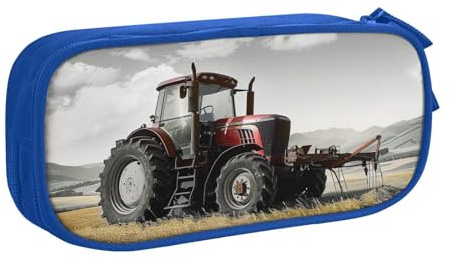 LRHCNZDCP Traktor Landwirtschaft Ruhig Bedrucktes Federmäppchen Beutel Niedlich Federmäppchen Stiftebox Stifteetui für Schule Büro Schwarz, blau, Einheitsgröße, Schulranzen
