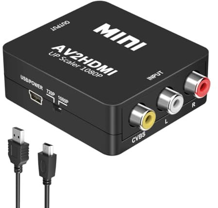 Kirzi Male RCA to HDMI Cable Converter with HDMI and RCA Cables, CVBS Composite AV to HDMI Converter, RCA in HDMI Out Adapter Cable (av to hdmi Adapter)