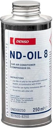 DENSO ND-oil 8 - PAG 46 Type A-C Compressor Oil 250 ml - Chemically Inactive Thermally Stable With High Viscocity Index - Compatable with R134a Type Refrigerant Compressors